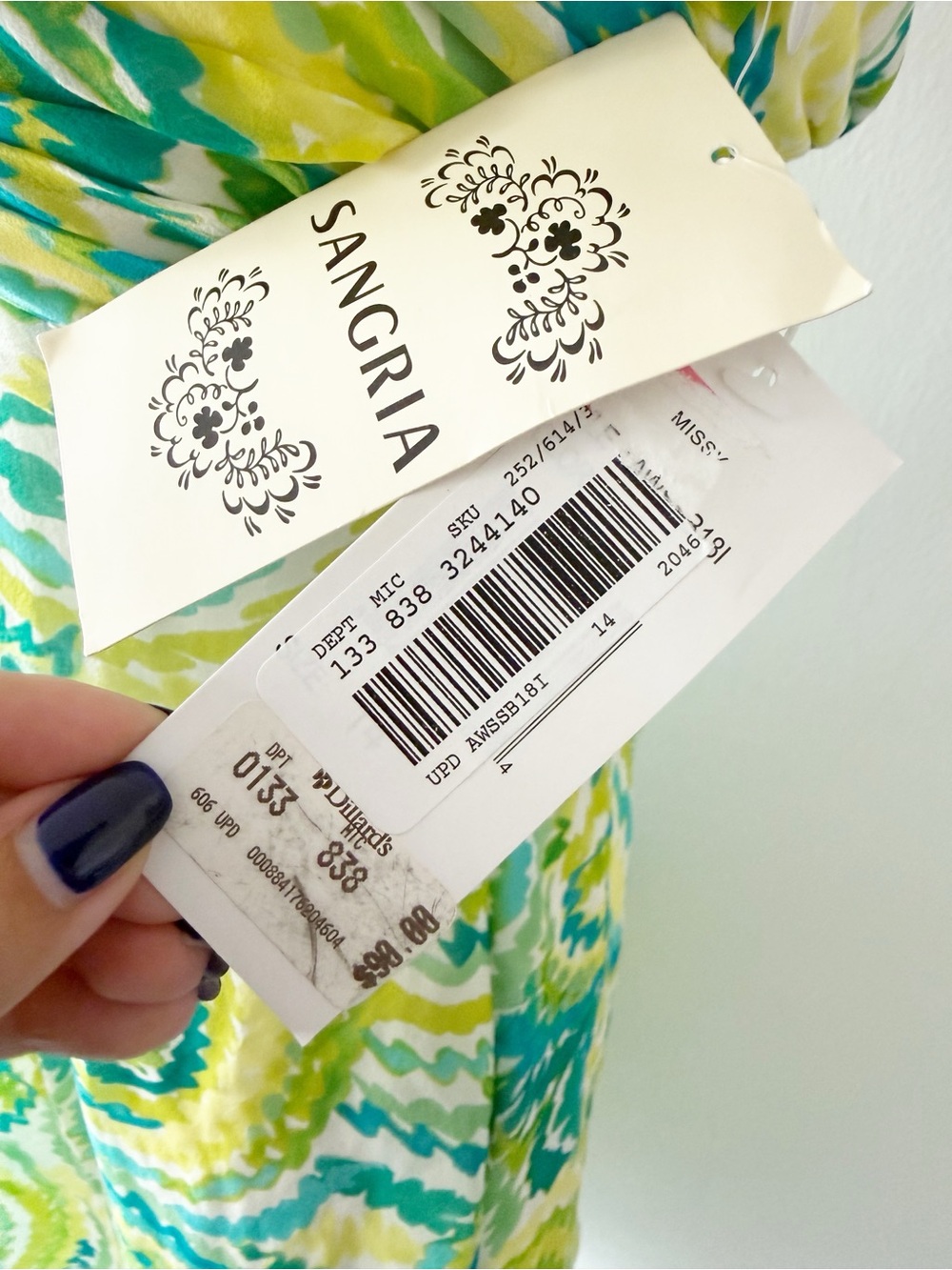 Vintage Deadstock Y2K Sangria Silk Beaded Halter Neck Summer Dress Size 14 - Picture 7 of 10